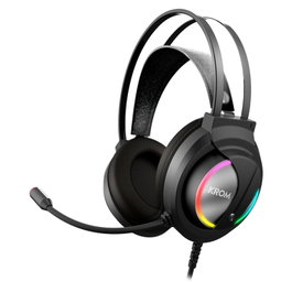 Krom Kappa Auriculares Gaming con Micrófono Flexible, Sonido 50mm, Iluminación RGB LED, Conexión USB y Jack 3.5mm